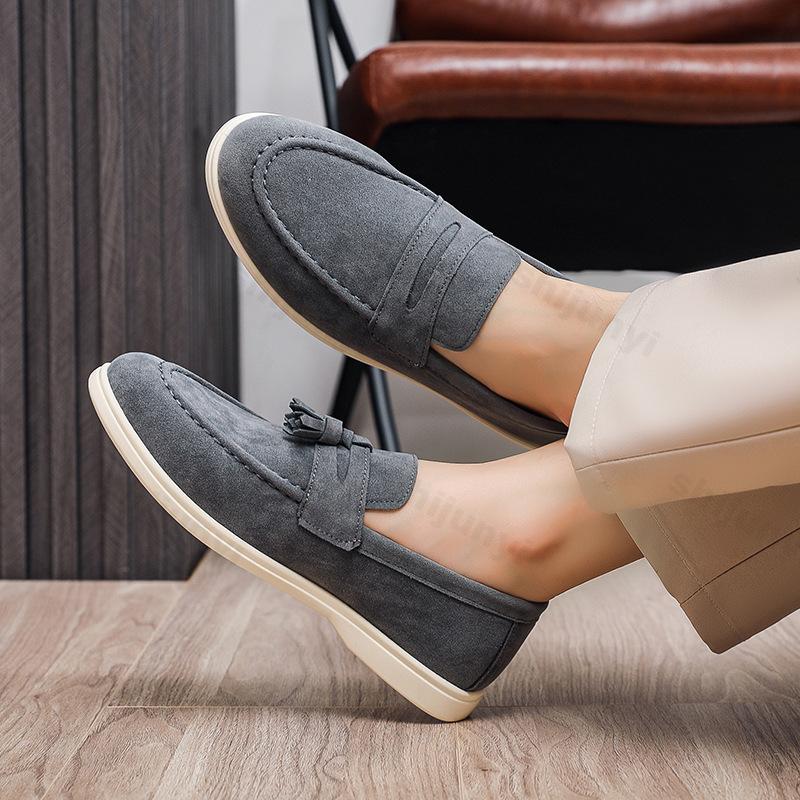 Men Formal Wear Shoes - Men Flat Loafers Frosted Suede Flat