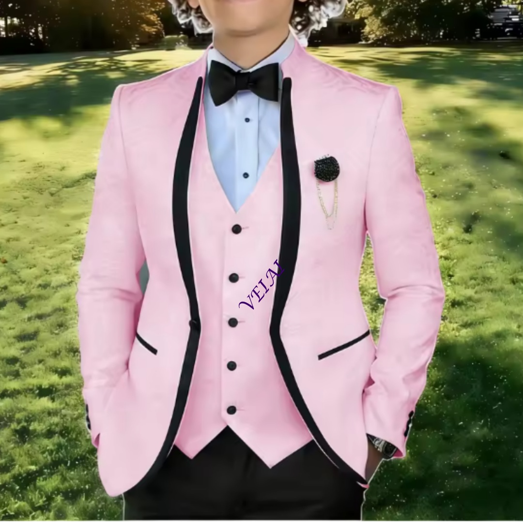 Formal Wear For Men Kids - White Jacquard Suit For Boy Kid