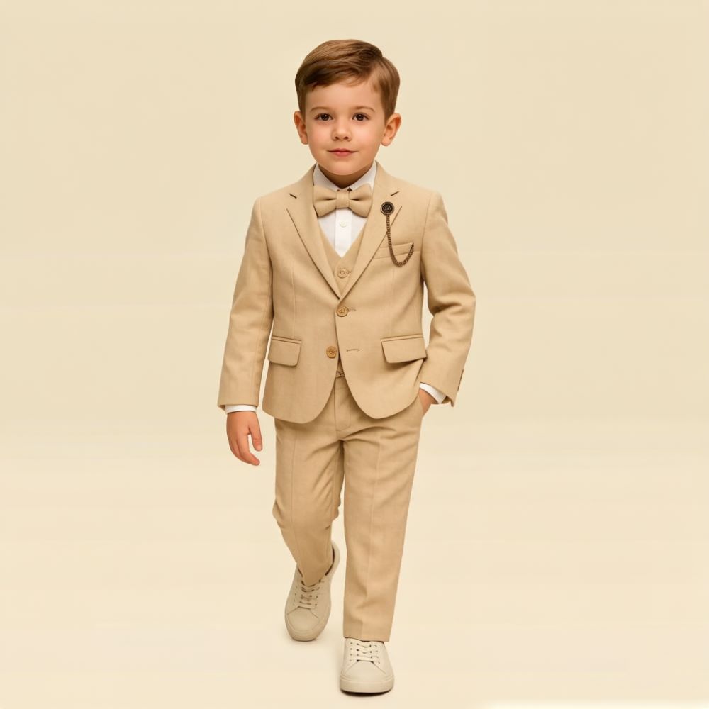 Mens Beige 3 Pieces Kids Boys  - огляд і ціна Formal Wear For Men Kids