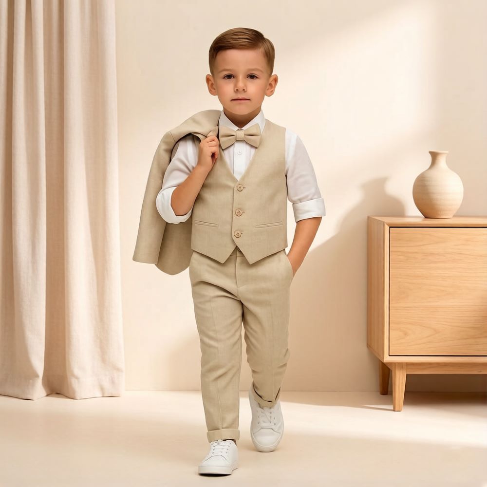 Mens Beige 3 Pieces Kids Boys  - огляд і ціна Formal Wear For Men Kids