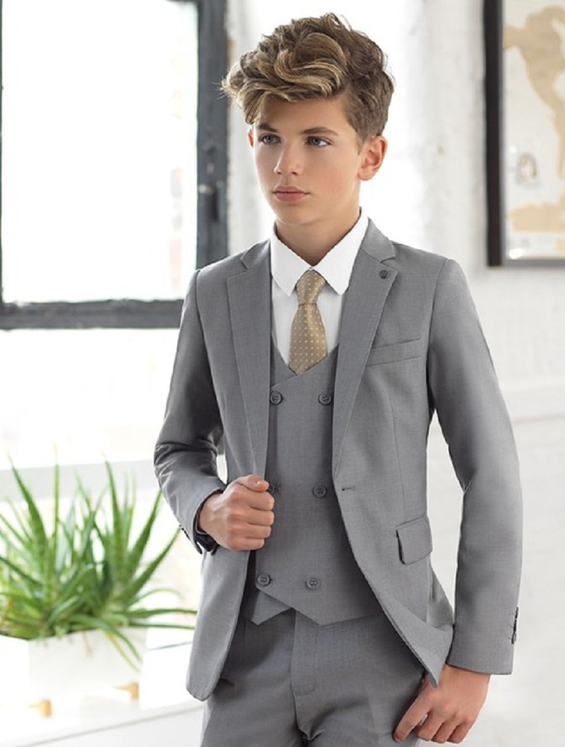 Light Grey Notch Lapel Kids Su - огляд і ціна Formal Wear For Men Kids