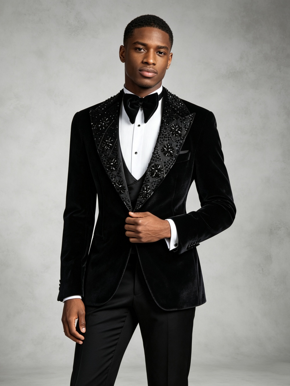 Men's Black Velevt Beaded Suit - огляд і ціна Men'S Formal Wear In Wedding