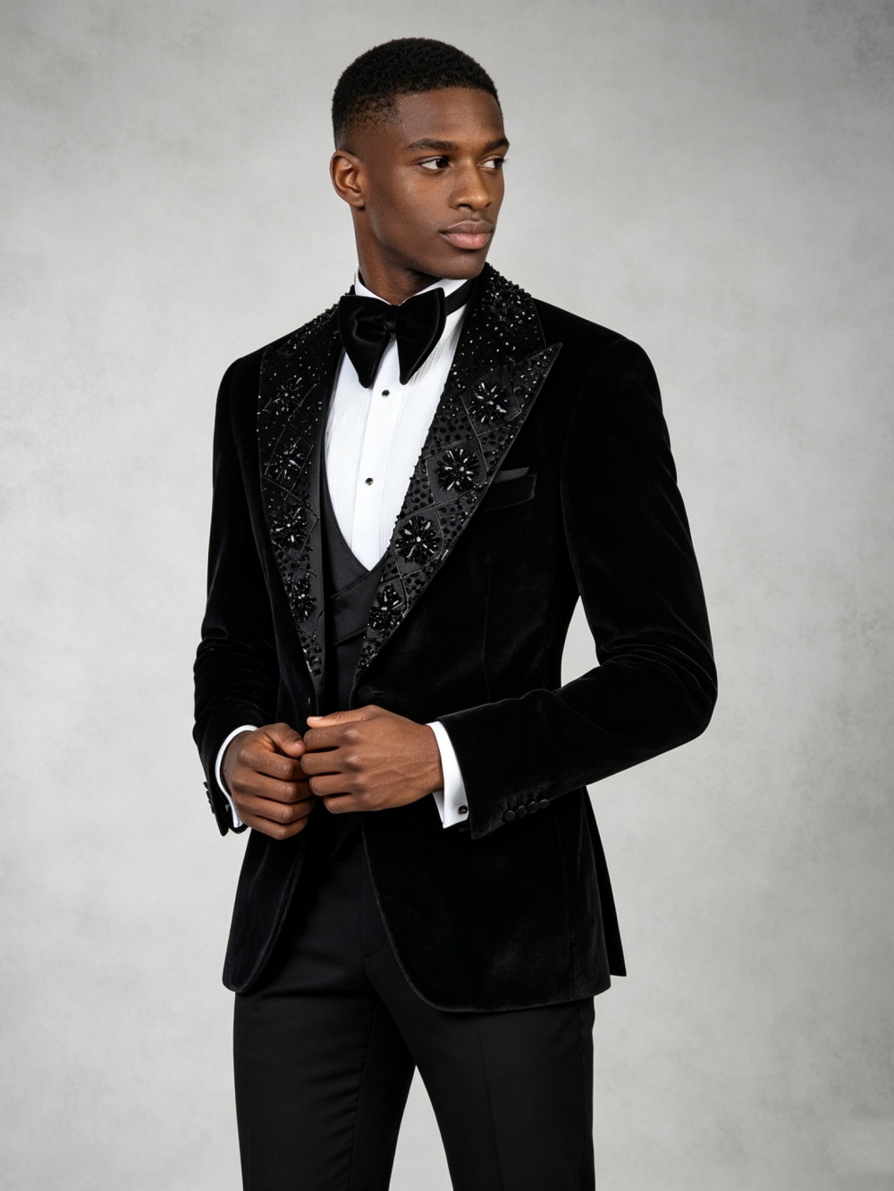 Men's Black Velevt Beaded Suit - огляд і ціна Men'S Formal Wear In Wedding