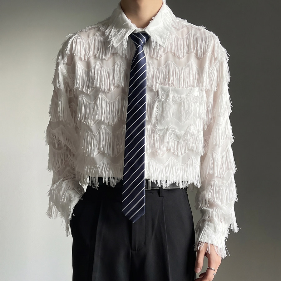 Men Summer Tassel Organza See  - огляд і ціна Korean Men Formal Wear