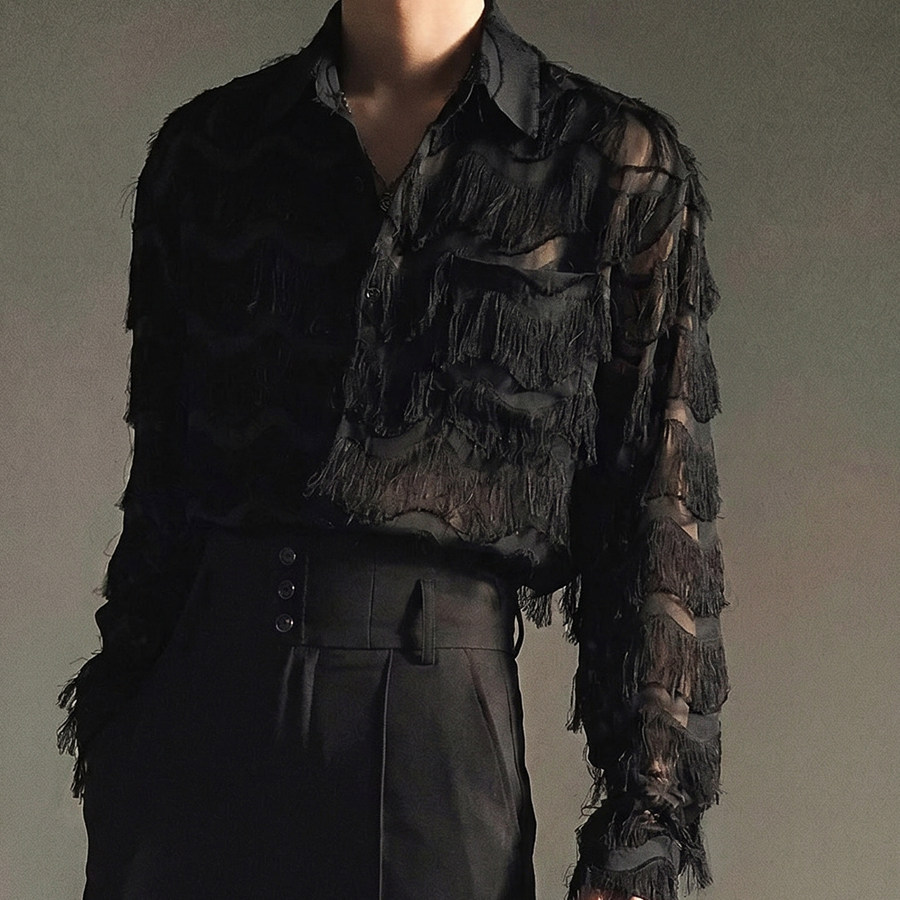 Men Summer Tassel Organza See  - огляд і ціна Korean Men Formal Wear