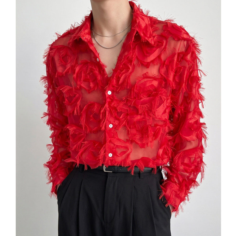 Men Summer Tassel Organza See  - огляд і ціна Korean Men Formal Wear