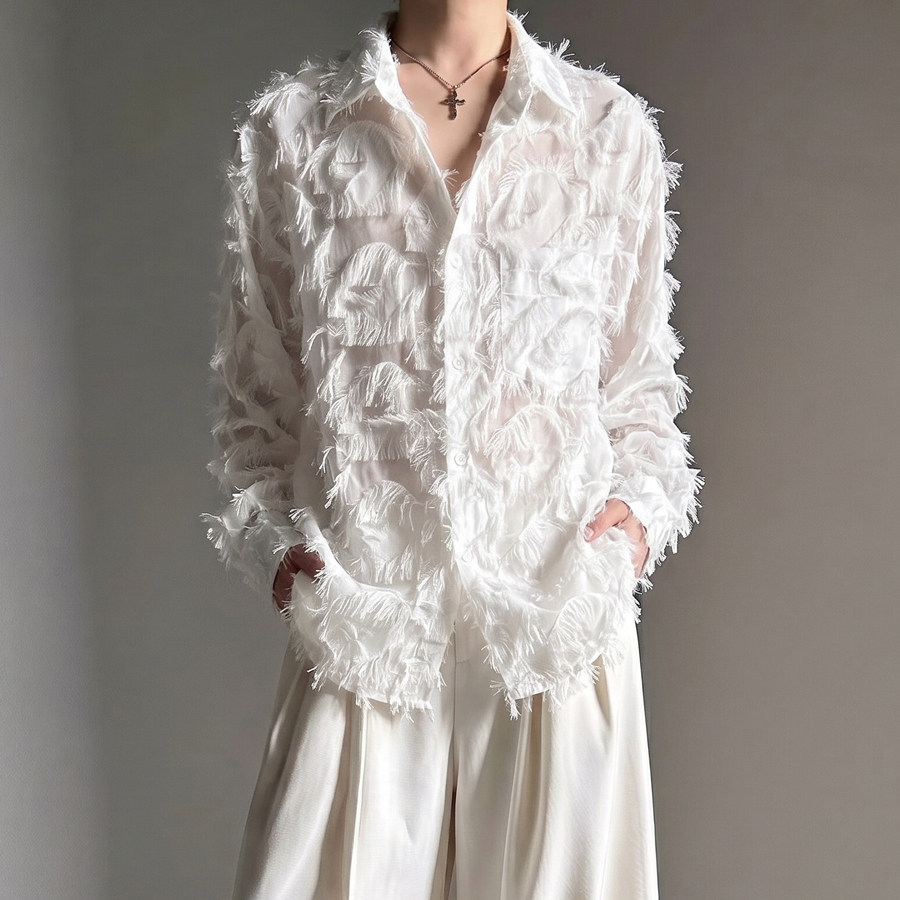 Men Summer Tassel Organza See  - огляд і ціна Korean Men Formal Wear