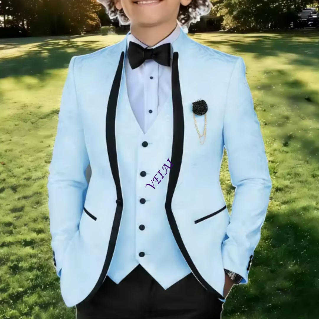 White Jacquard Suit For Boy Ki - огляд і ціна Formal Wear For Men Kids