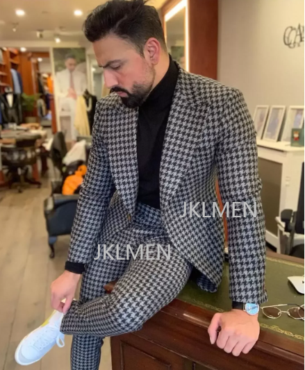 Houndstooth Mens Suits 2PCS We - огляд і ціна Men'S Formal Wear In Wedding